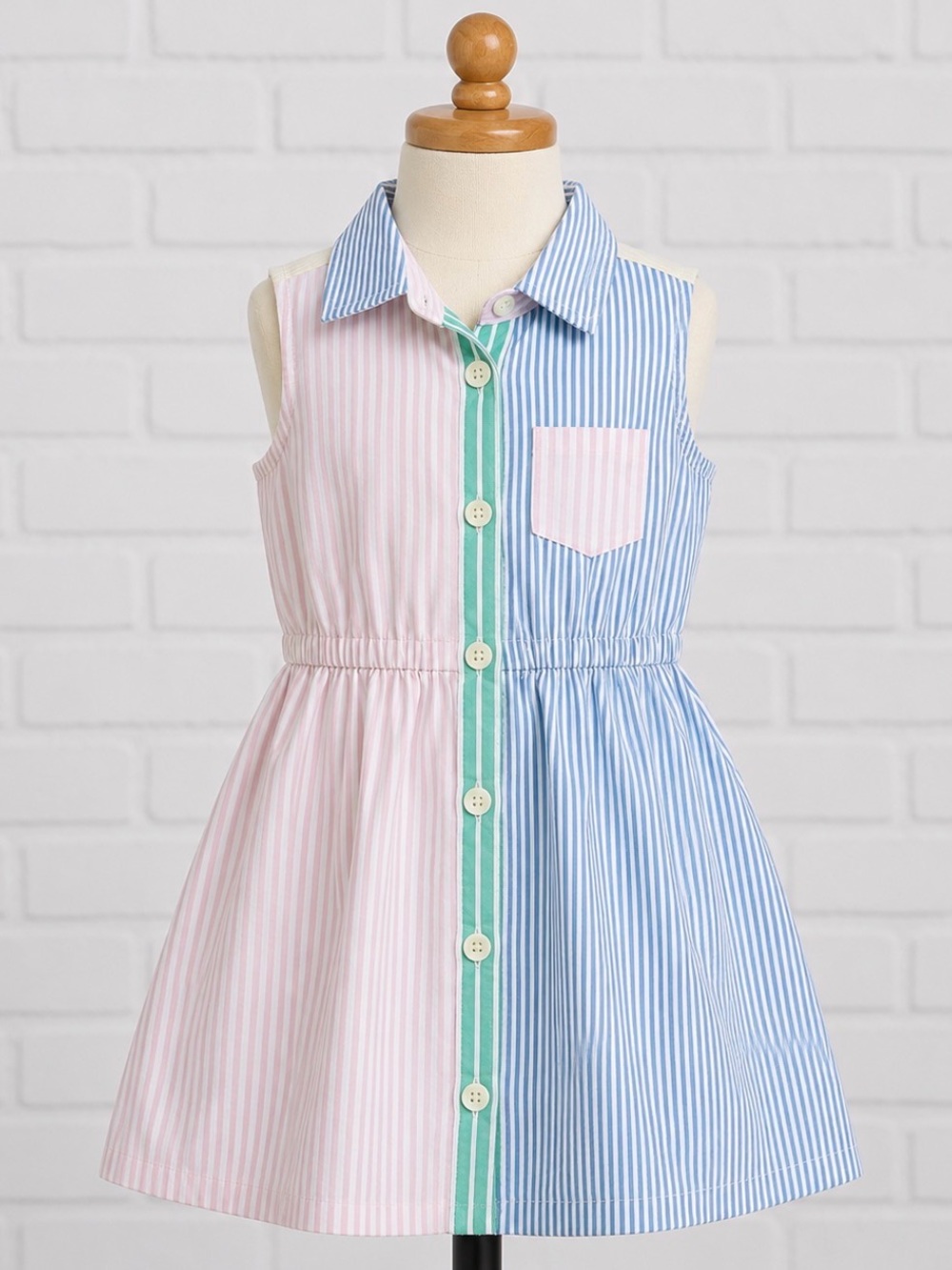 Janie and Jack Girls Patchwork Seersucker Dress Size 3 Colorblock Stripe Preppy